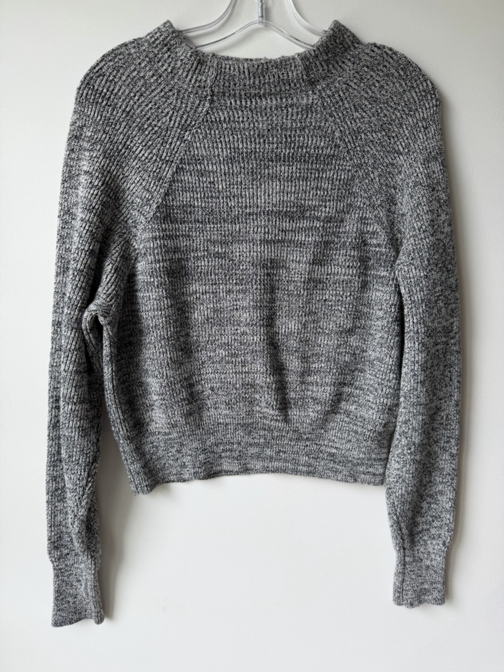 Free People Grey Marled Raglan Crewneck Sweater